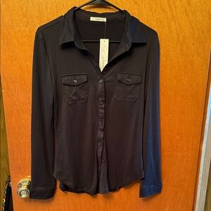 Timing Black Button Down Shirt for Women